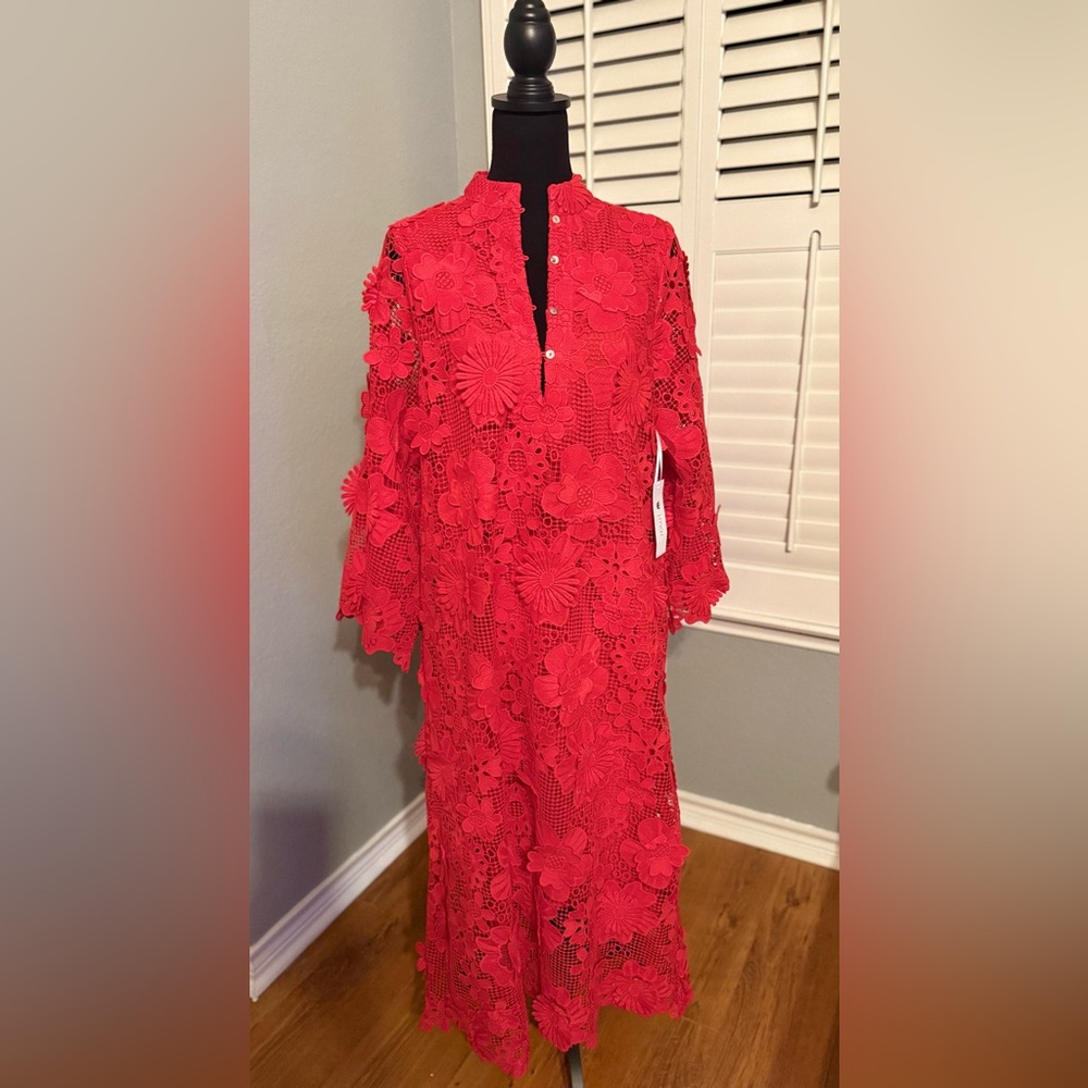 NWT J. Marie Seraphina Red Floral Lace Midi Dress